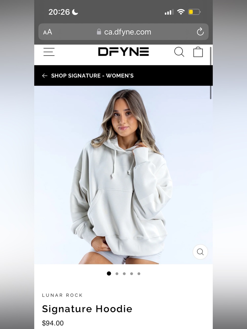 BNWOT DFYNE signature hoodie size small in lunar rock
